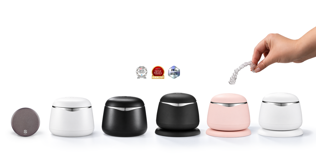 Sonic Dental product range with a clear dental aligner