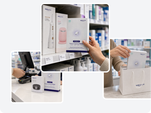 Sonic Dental productos en entornos minoristas